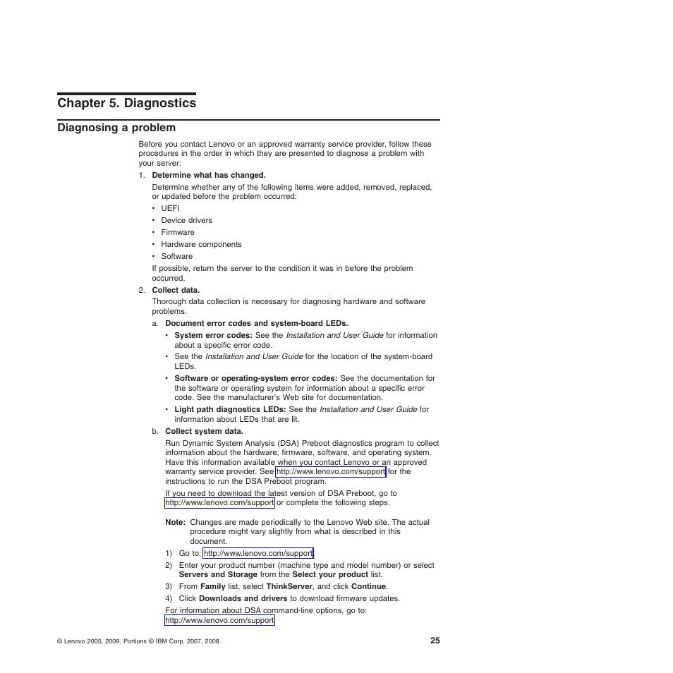 Chapter 5. diagnostics, Diagnosing a problem | Lenovo THINKSERVER 3797 User Manual | Page 33 / 266