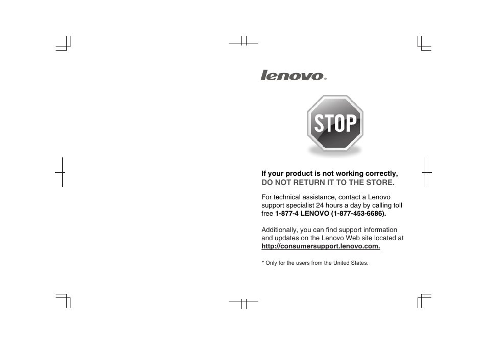 Do not return it to the store | Lenovo 147500112 User Manual | Page 2 / 46