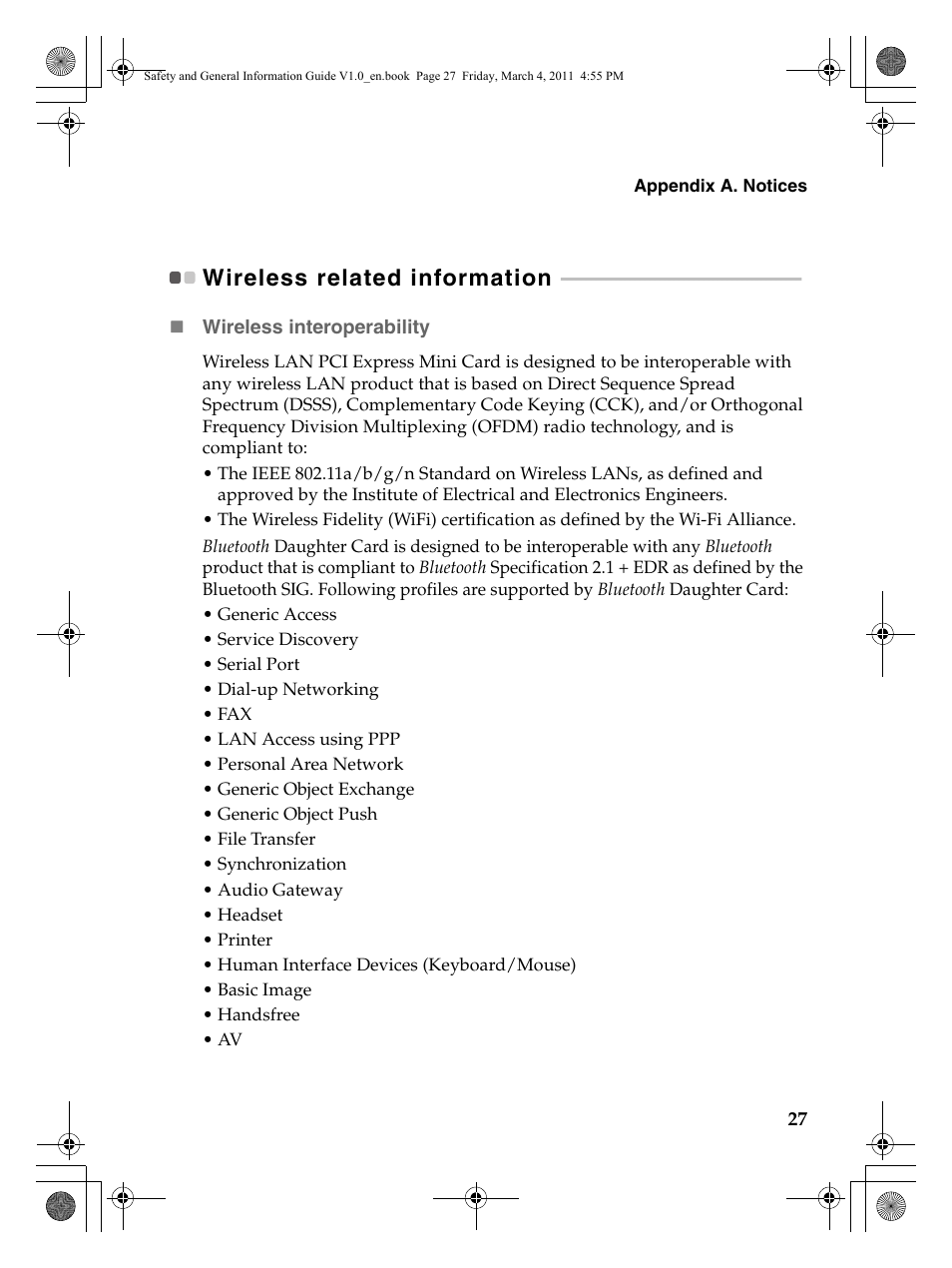 Wireless related information | Lenovo 147500112 User Manual | Page 33 / 46
