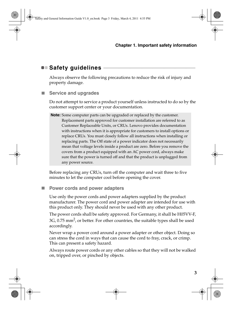 Safety guidelines | Lenovo 147500112 User Manual | Page 9 / 46