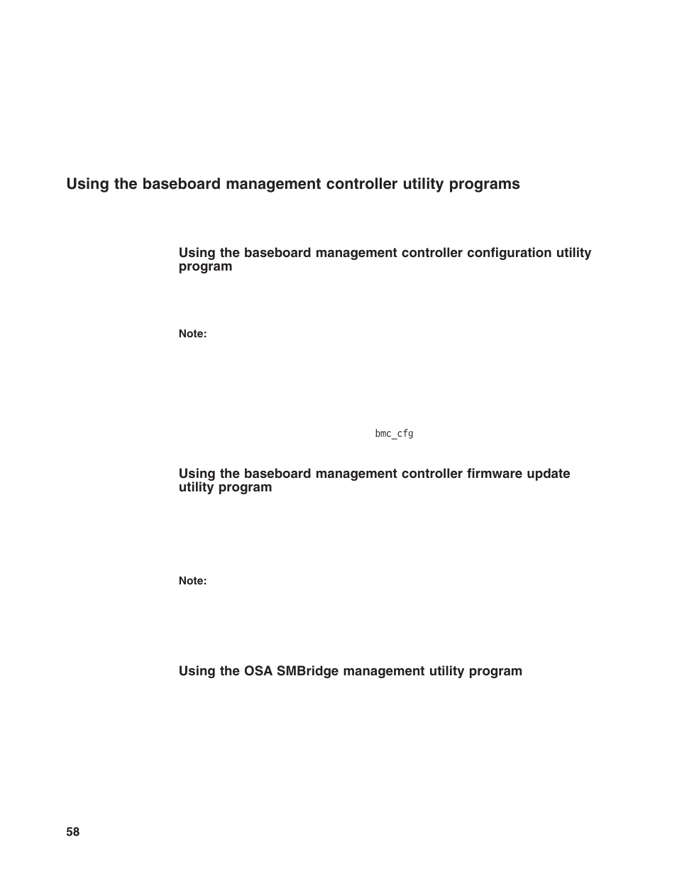 Using the osa smbridge management utility program, Using, Baseboard | Management, Controller, Utility, Programs | Lenovo 6446 User Manual | Page 72 / 112