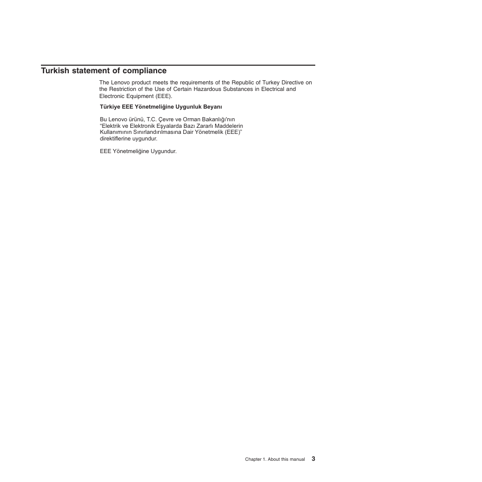 Turkish statement of compliance | Lenovo THINKSERVER 3821 User Manual | Page 11 / 304