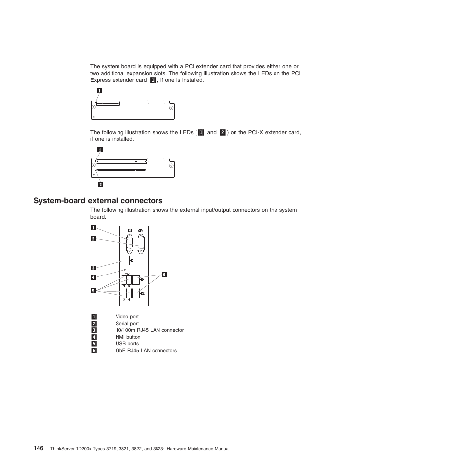 System-board external connectors | Lenovo THINKSERVER 3821 User Manual | Page 154 / 304