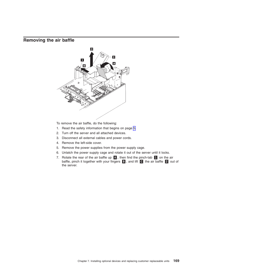 Removing the air baffle | Lenovo THINKSERVER 3821 User Manual | Page 177 / 304