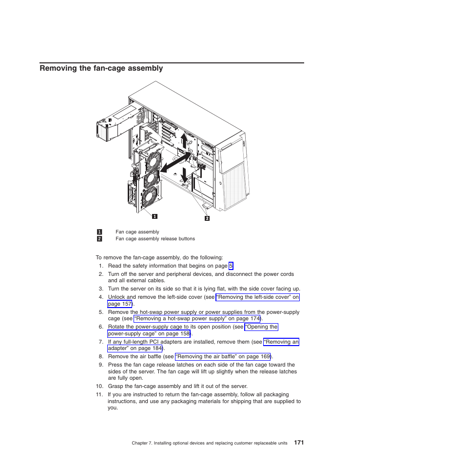 Removing the fan-cage assembly | Lenovo THINKSERVER 3821 User Manual | Page 179 / 304