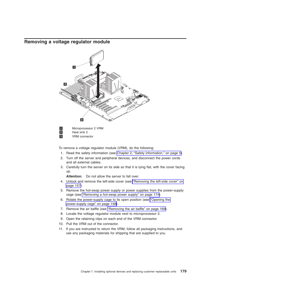 Removing a voltage regulator module | Lenovo THINKSERVER 3821 User Manual | Page 187 / 304