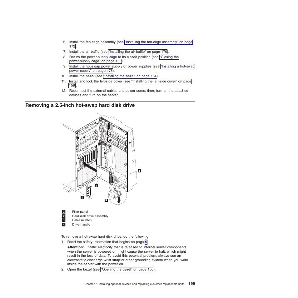 Removing a 2.5-inch hot-swap hard disk drive | Lenovo THINKSERVER 3821 User Manual | Page 203 / 304