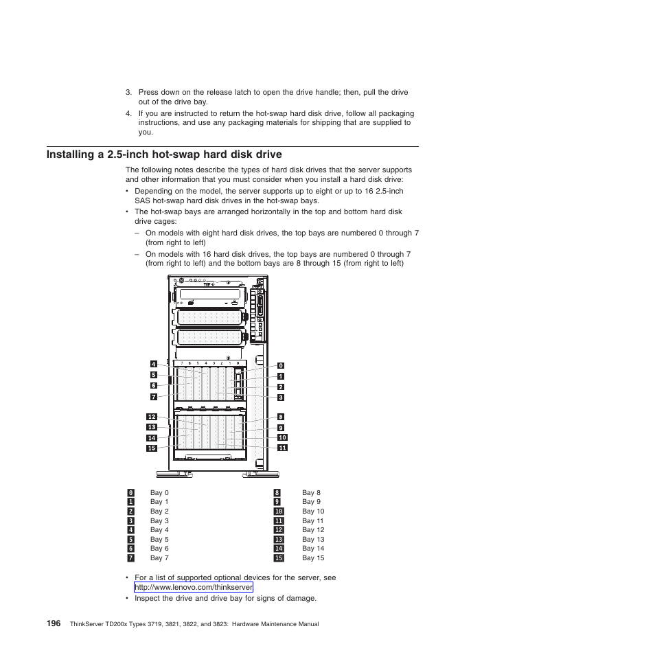 Installing a 2.5-inch hot-swap hard disk drive | Lenovo THINKSERVER 3821 User Manual | Page 204 / 304