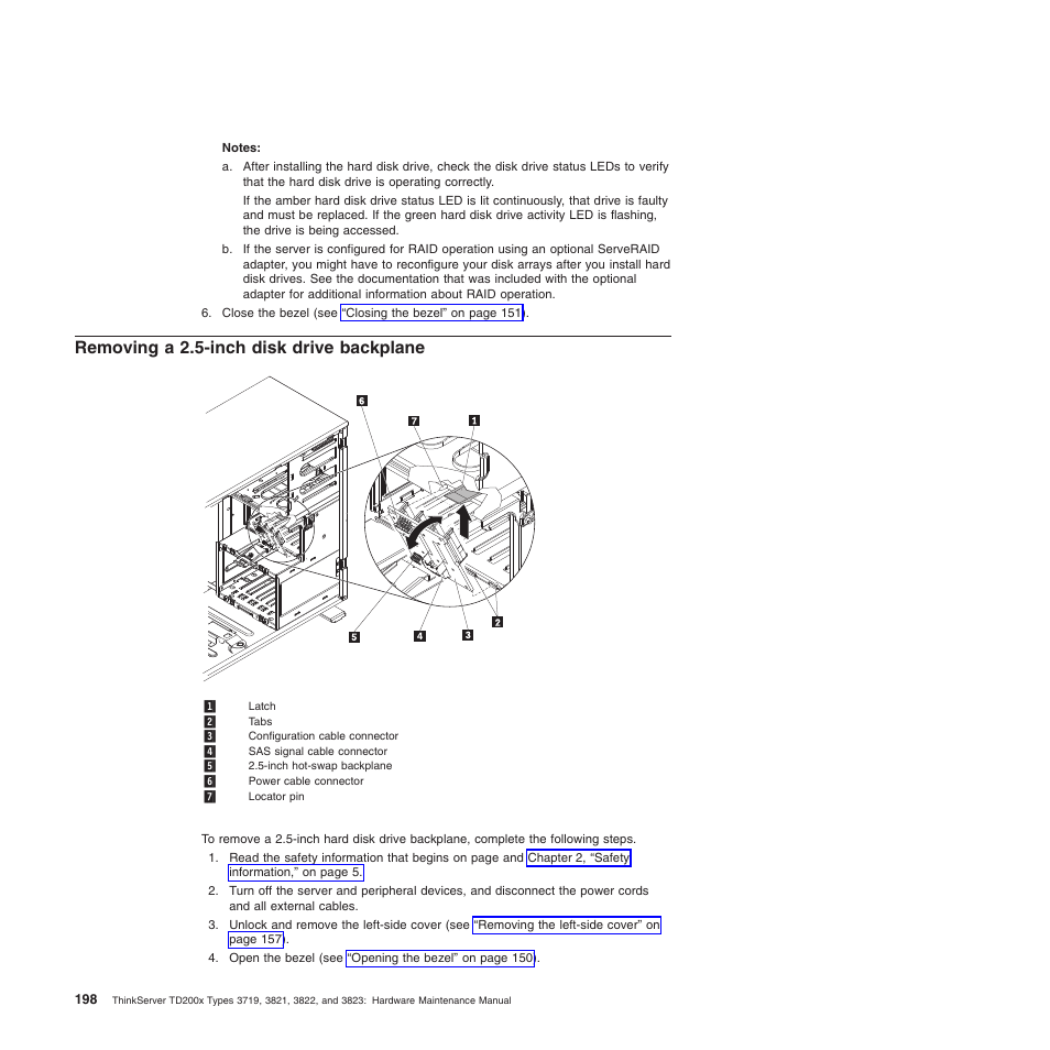 Removing a 2.5-inch disk drive backplane | Lenovo THINKSERVER 3821 User Manual | Page 206 / 304