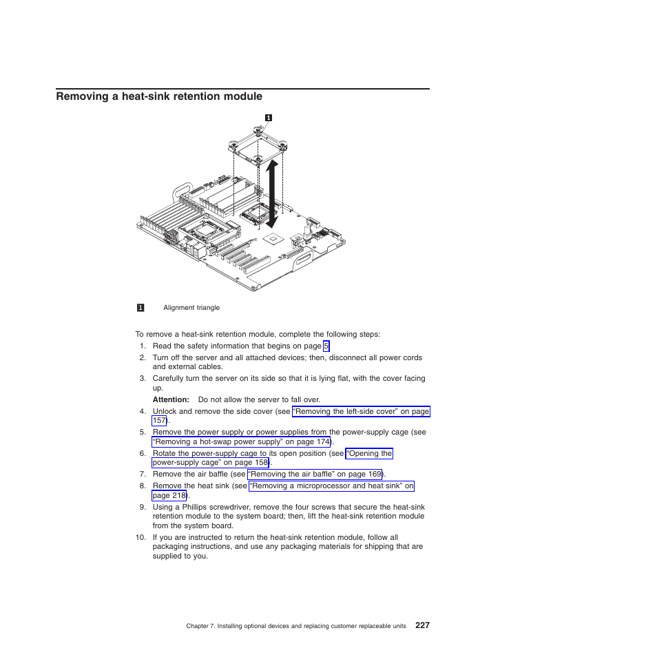 Removing a heat-sink retention module | Lenovo THINKSERVER 3821 User Manual | Page 235 / 304