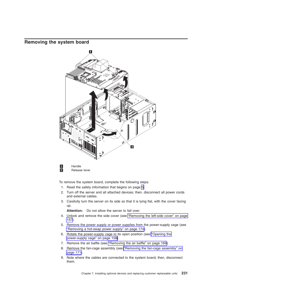 Removing the system board | Lenovo THINKSERVER 3821 User Manual | Page 239 / 304