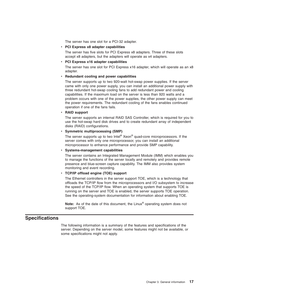 Specifications | Lenovo THINKSERVER 3821 User Manual | Page 25 / 304