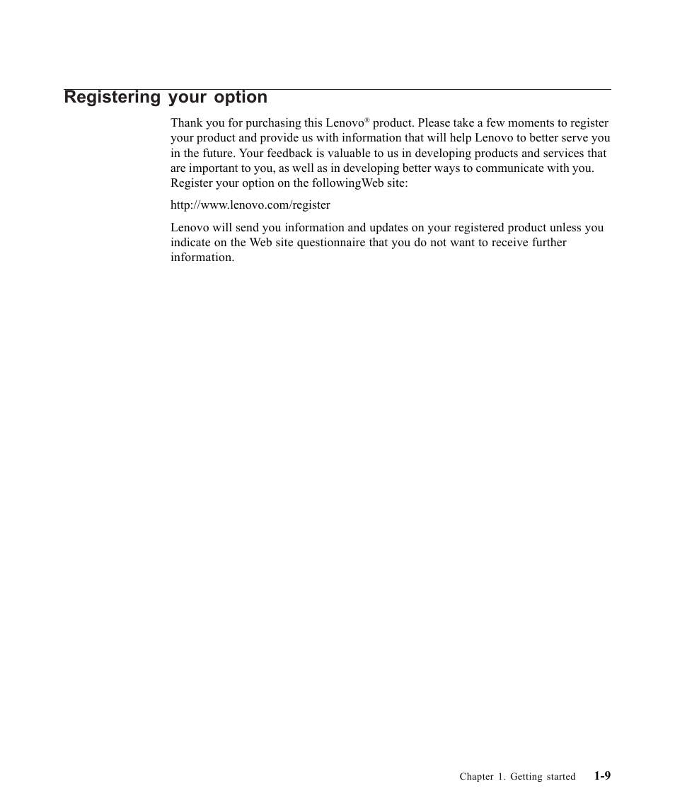 Registering your option | Lenovo L1700P User Manual | Page 13 / 38