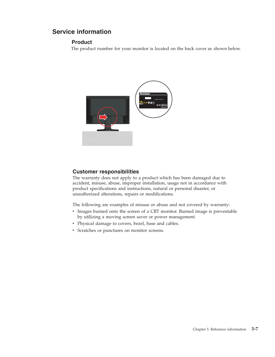 Service information, Product numbers, Customer responsibilities | Service, Information, Customer, Responsibilities | Lenovo D154W User Manual | Page 25 / 33