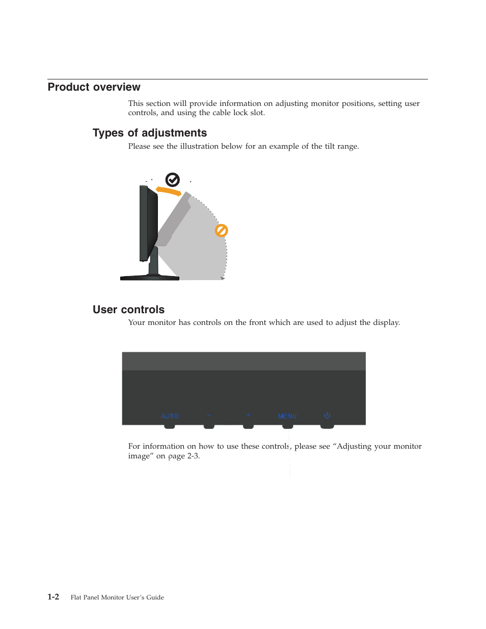 Product overview, Types of adjustments, User controls | Product, Overview, Types, Adjustments, User, Controls | Lenovo D154W User Manual | Page 6 / 33