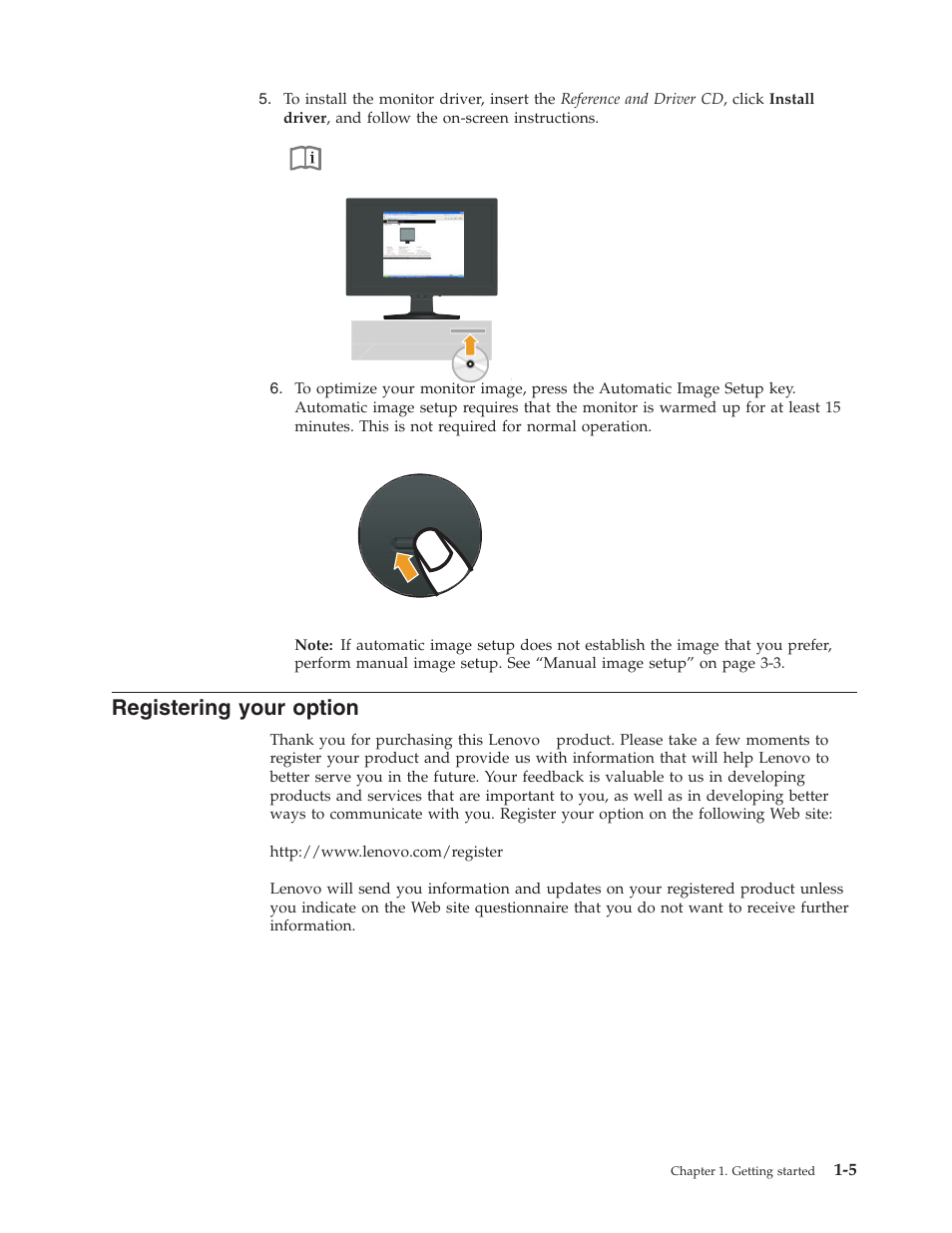 Registering your option, Registering, Your | Option | Lenovo D154W User Manual | Page 9 / 33