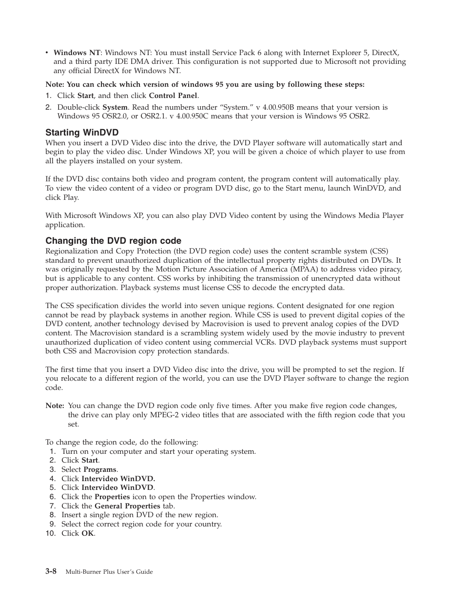 Starting windvd, Changing the dvd region code, Starting | Windvd, Changing, Region, Code | Lenovo ThinkCentre 41N5583 User Manual | Page 30 / 72