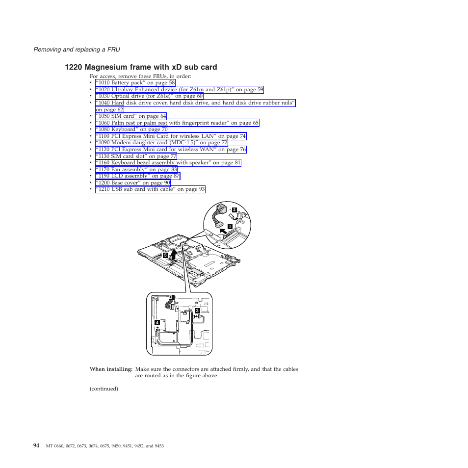 1220 magnesium frame with xd sub card, Magnesium, Frame | With, Card | Lenovo Z61e User Manual | Page 100 / 176