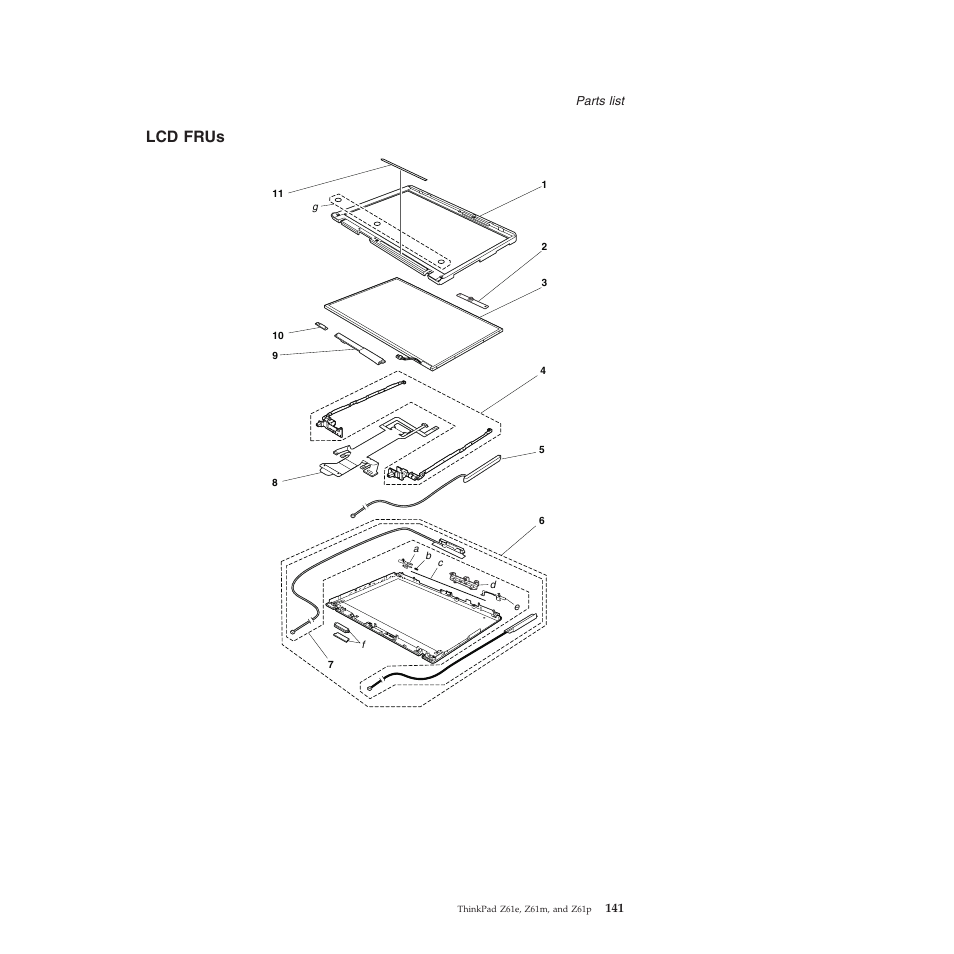 Lcd frus, Frus | Lenovo Z61e User Manual | Page 147 / 176