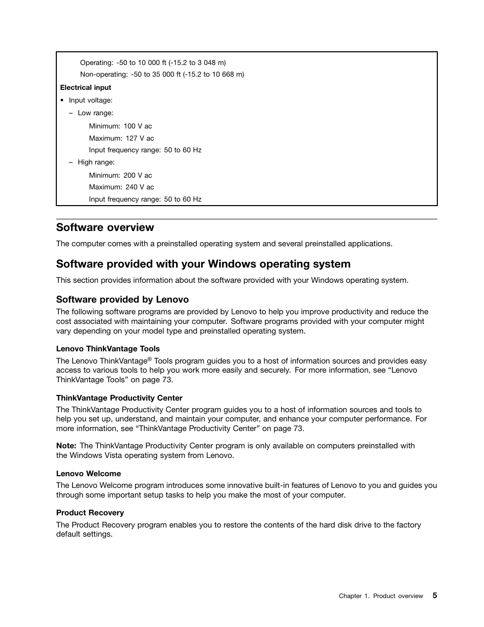 Software overview, Software provided by lenovo | Lenovo 5248 User Manual | Page 13 / 98