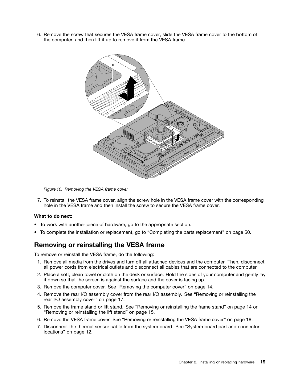 Removing or reinstalling the vesa frame | Lenovo 5248 User Manual | Page 27 / 98