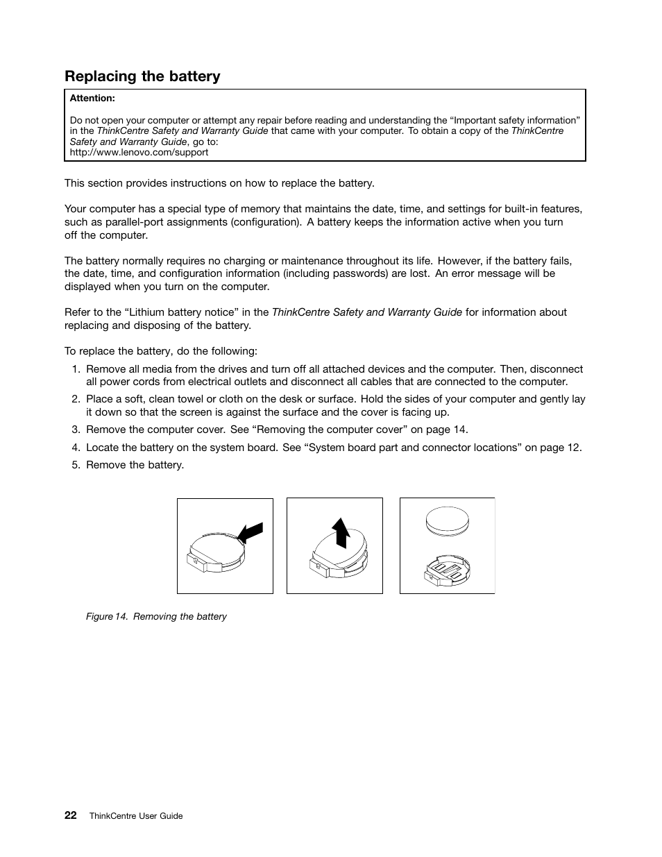 Replacing the battery | Lenovo 5248 User Manual | Page 30 / 98