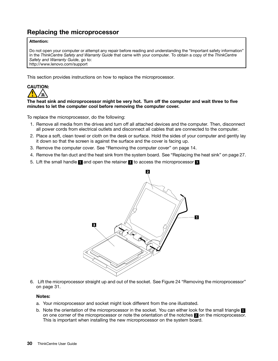 Replacing the microprocessor | Lenovo 5248 User Manual | Page 38 / 98