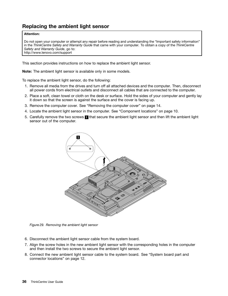 Replacing the ambient light sensor | Lenovo 5248 User Manual | Page 44 / 98