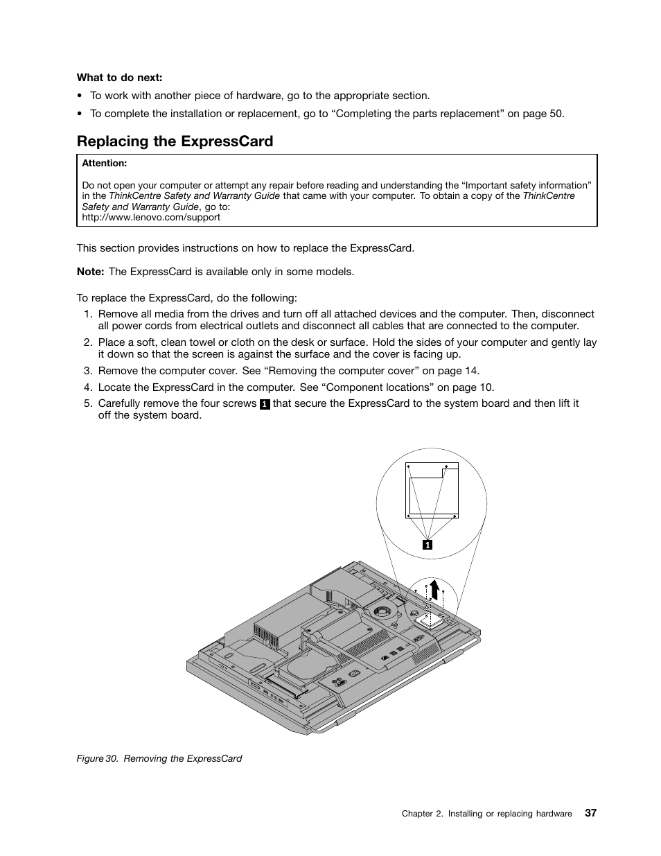 Replacing the expresscard | Lenovo 5248 User Manual | Page 45 / 98