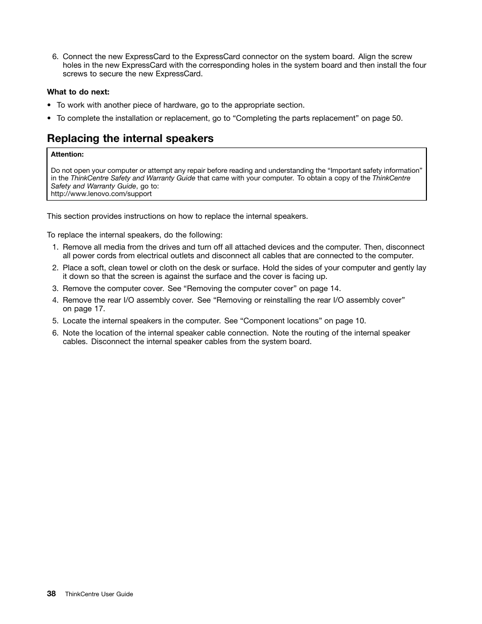 Replacing the internal speakers | Lenovo 5248 User Manual | Page 46 / 98