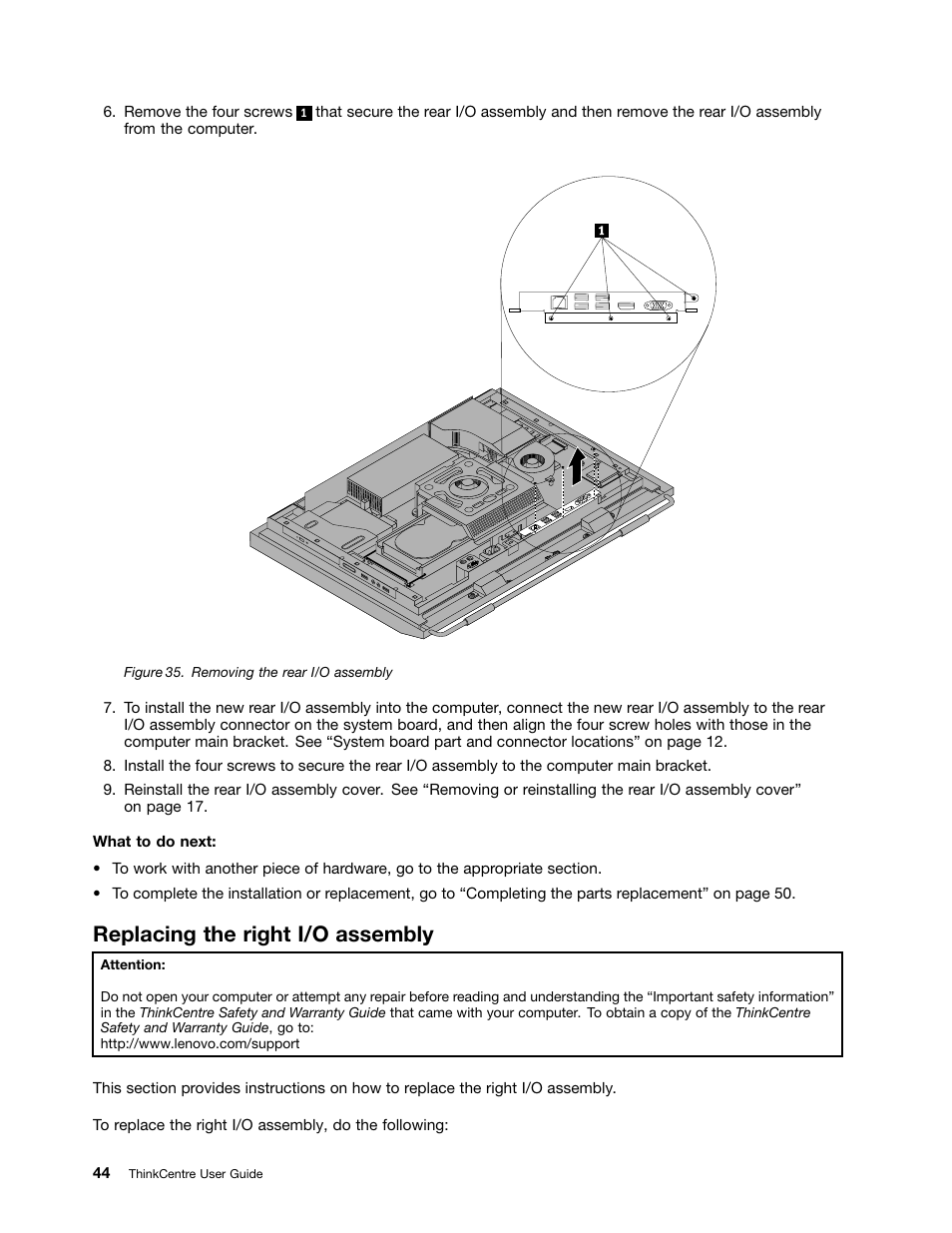 Replacing the right i/o assembly | Lenovo 5248 User Manual | Page 52 / 98