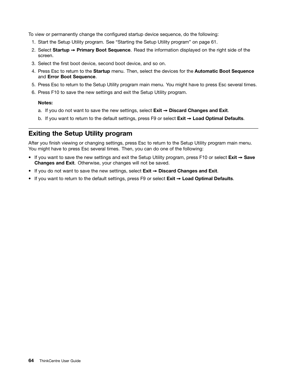 Exiting the setup utility program | Lenovo 5248 User Manual | Page 72 / 98