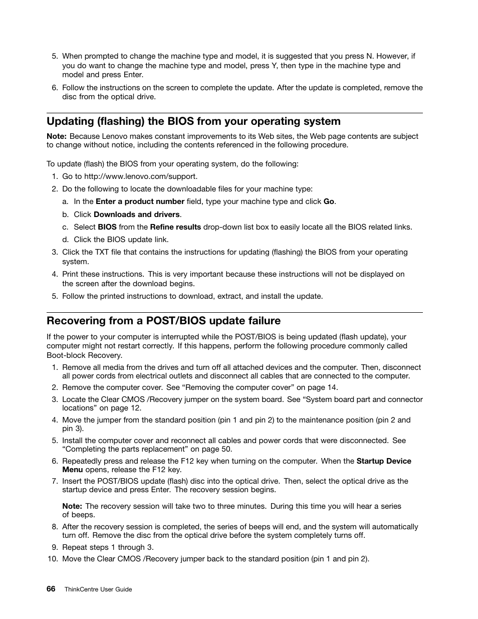 Recovering from a post/bios update failure | Lenovo 5248 User Manual | Page 74 / 98