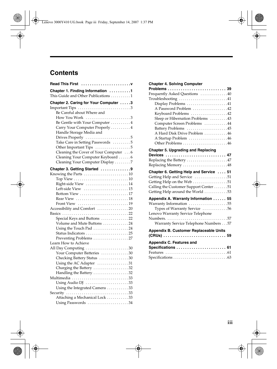 Lenovo 3000 Y410 User Manual | Page 3 / 86