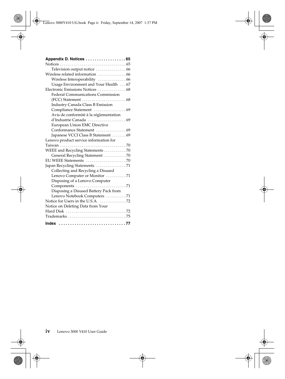 Lenovo 3000 Y410 User Manual | Page 4 / 86