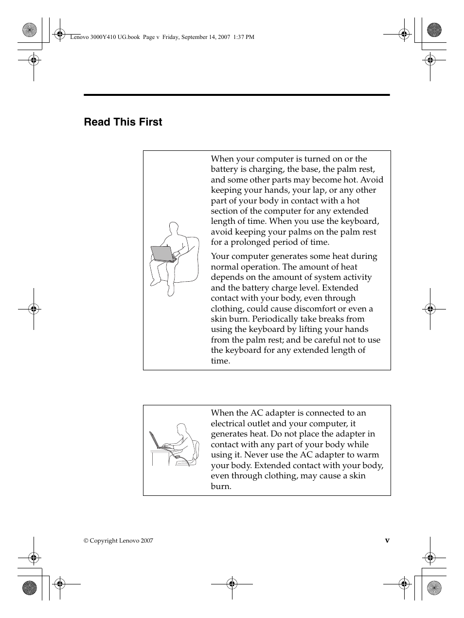 Read this first | Lenovo 3000 Y410 User Manual | Page 5 / 86