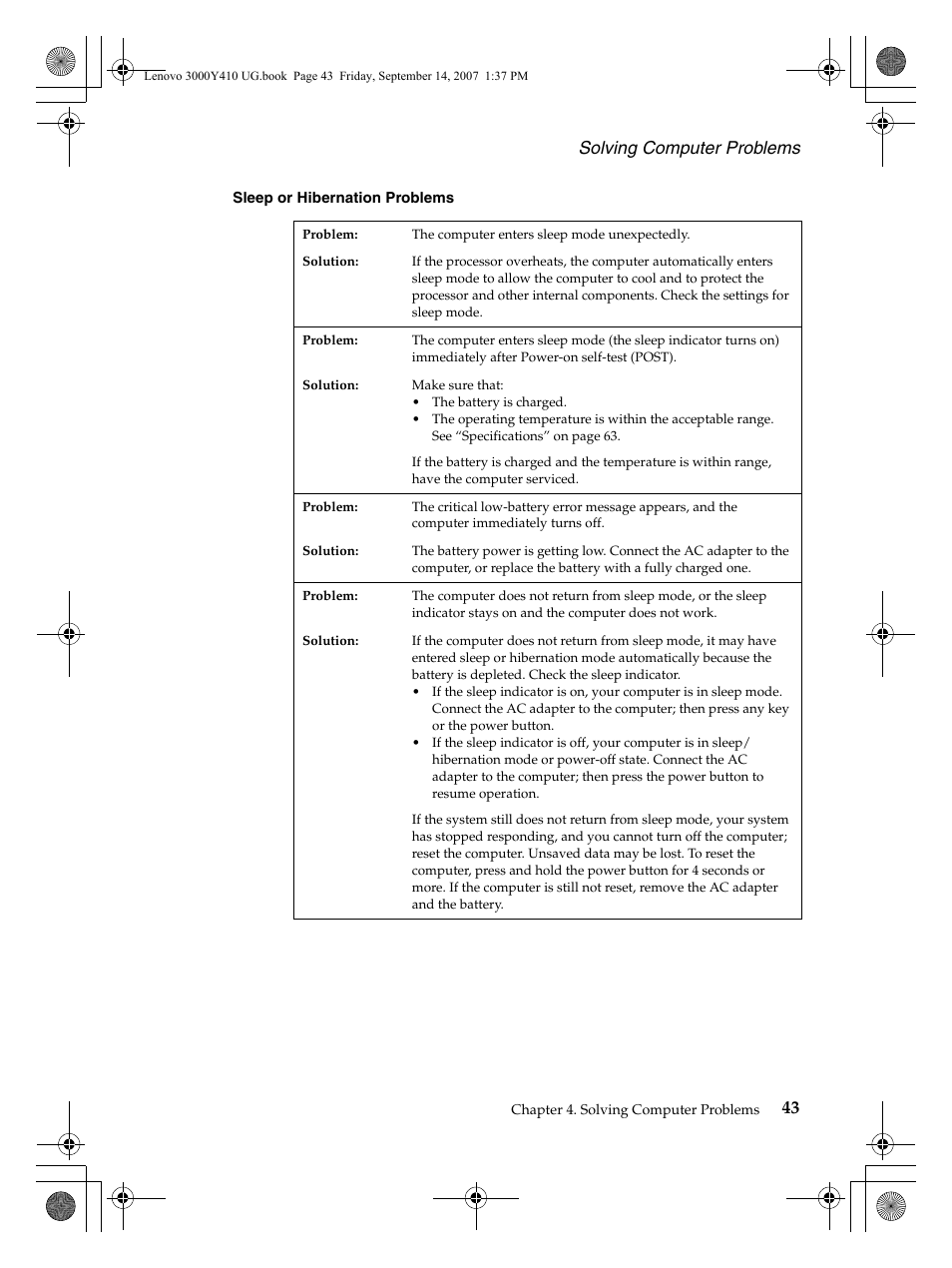 Solving computer problems | Lenovo 3000 Y410 User Manual | Page 51 / 86