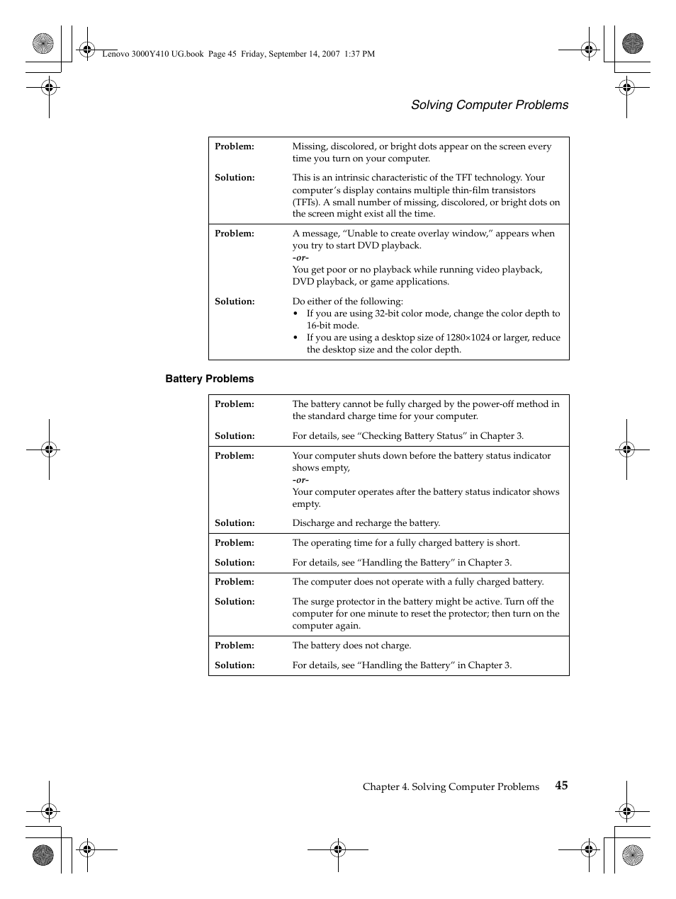 Solving computer problems | Lenovo 3000 Y410 User Manual | Page 53 / 86