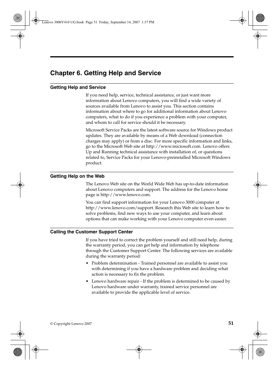 Chapter 6. getting help and service | Lenovo 3000 Y410 User Manual | Page 59 / 86