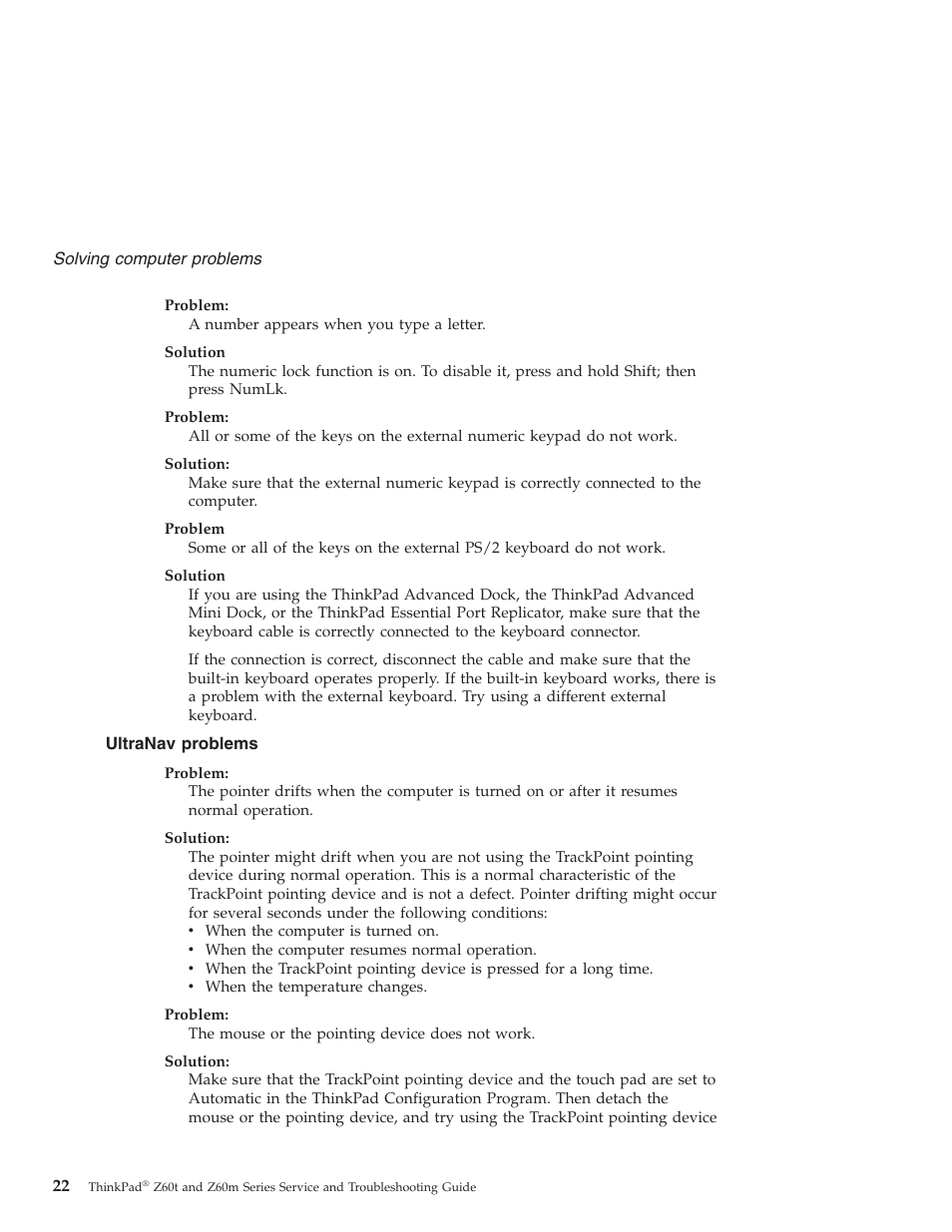 Ultranav problems, Ultranav, Problems | Lenovo Z60T User Manual | Page 44 / 112