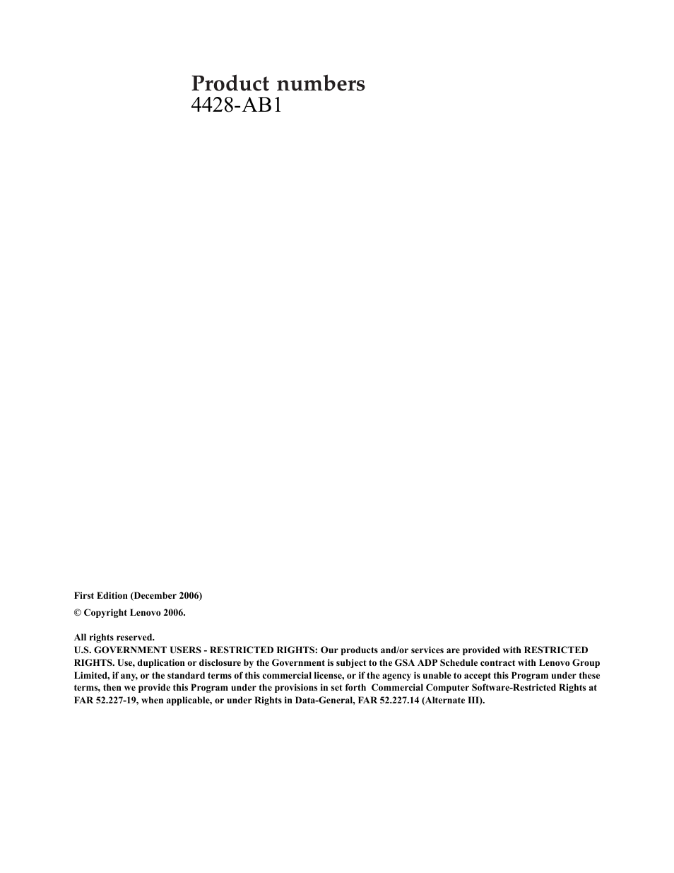 Product, Numbers | Lenovo 4428-AB1 User Manual | Page 2 / 30