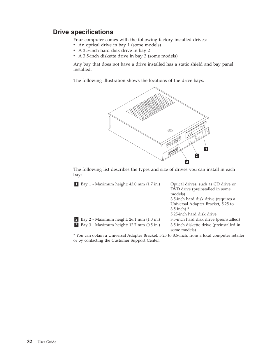 Drive specifications, Drive, Specifications | Lenovo 6491 User Manual | Page 52 / 98