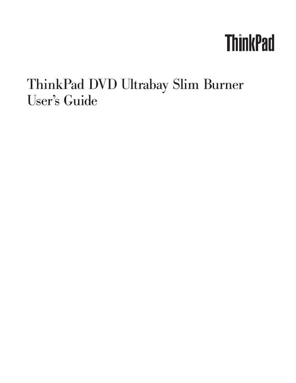 Thinkpad, Ultrabay, Slim | Burner, User’s, Guide | Lenovo ThinkPad 41N5647 User Manual | Page 3 / 46