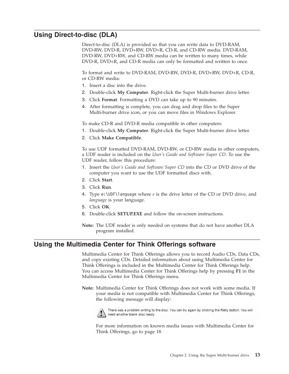 Using direct-to-disc (dla), Using, Direct-to-disc | Dla), Multimedia, Center, Think, Offerings, Software | Lenovo ThinkPad 40Y8706 User Manual | Page 27 / 62