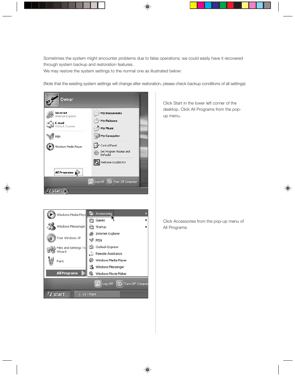 1 system restoration | Lenovo 3000H User Manual | Page 37 / 51