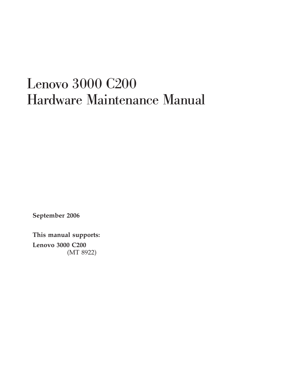 Lenovo 3000 C200 User Manual | 104 pages
