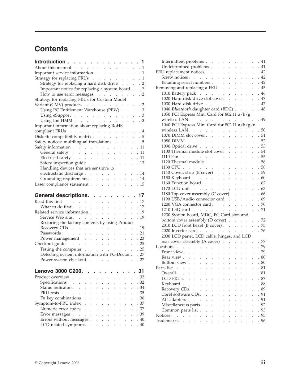 Lenovo 3000 C200 User Manual | Page 5 / 104