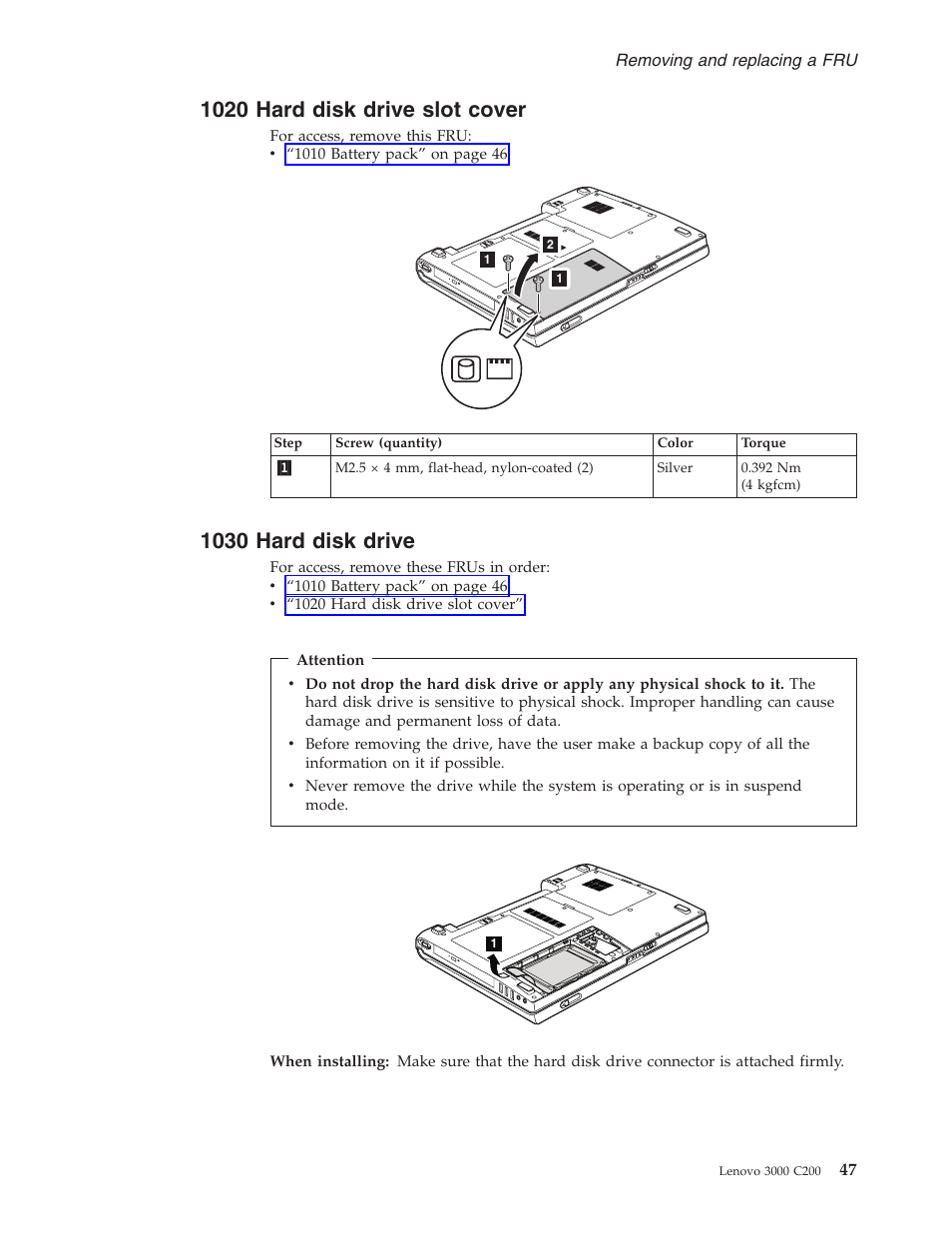 1020 hard disk drive slot cover, 1030 hard disk drive, Hard | Disk, Drive, Slot, Cover | Lenovo 3000 C200 User Manual | Page 53 / 104