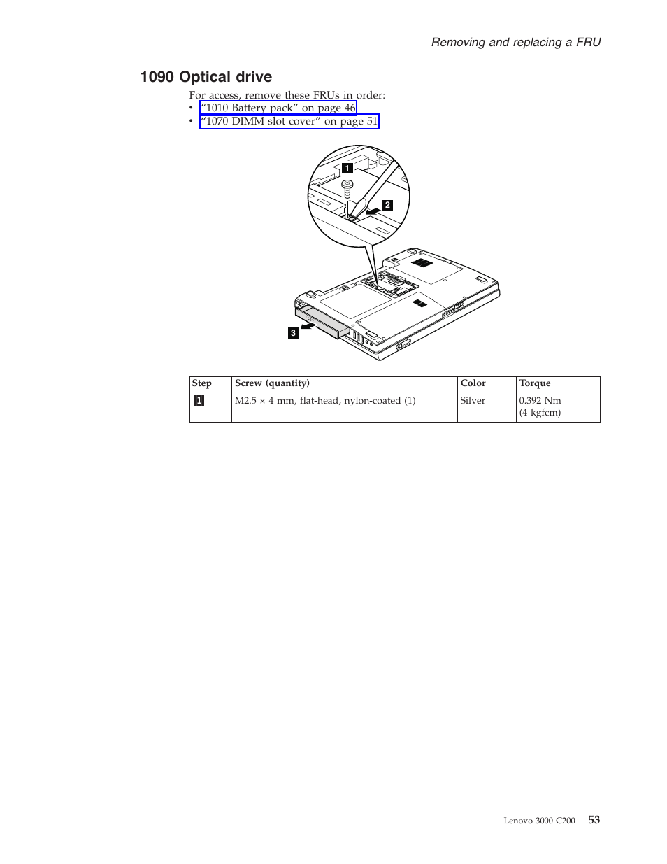 1090 optical drive, Optical, Drive | Lenovo 3000 C200 User Manual | Page 59 / 104