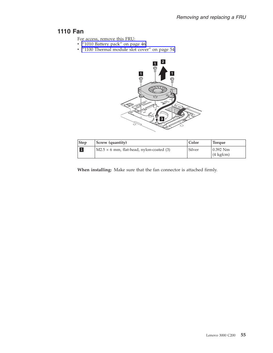 1110 fan | Lenovo 3000 C200 User Manual | Page 61 / 104